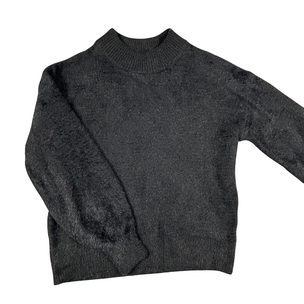 Calia by Carrie Underwood Womens Mock Neck Fuzzy Knit Sweater Black Small‎
